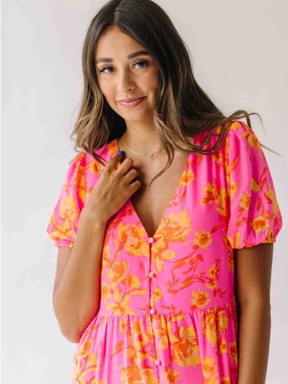Sugarlips Hot Pink and Orange Floral Maxi Dress
